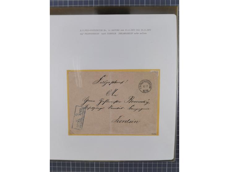 1900/05 (ca.), umfangreiche Sammlung “Feldpost” mit ca. 90 Briefen und Karten sowie schönen Briefstücken und wenigen losen Ma