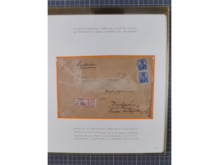 1900/05 (ca.), umfangreiche Sammlung “Feldpost” mit ca. 90 Briefen und Karten sowie schönen Briefstücken und wenigen losen Ma