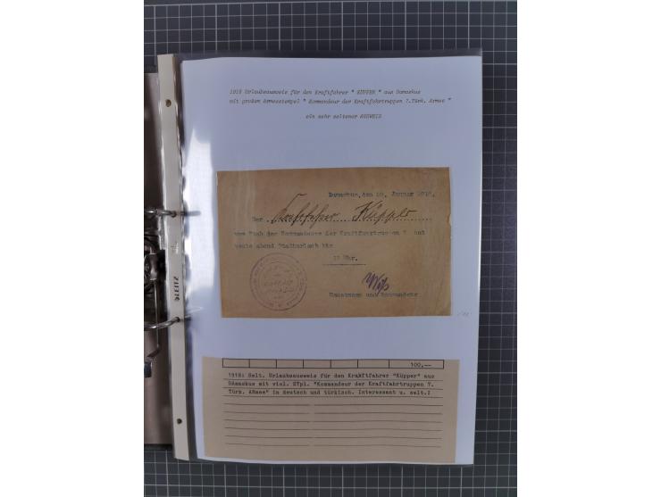 1915/19, Ordner mit fast 60 &nbsp;Briefen, Karten und Ansichtskarten inkl. Ausweise/Anschreiben, dabei u.a. Post durch türkis