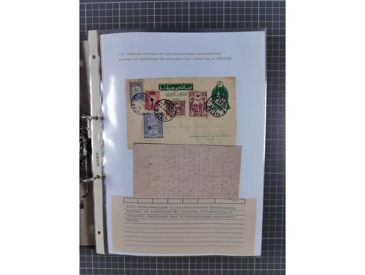 1915/19, Ordner mit fast 60 &nbsp;Briefen, Karten und Ansichtskarten inkl. Ausweise/Anschreiben, dabei u.a. Post durch türkis