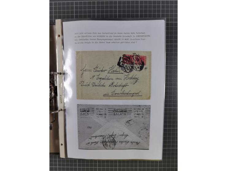 1915/19, Ordner mit fast 60 &nbsp;Briefen, Karten und Ansichtskarten inkl. Ausweise/Anschreiben, dabei u.a. Post durch türkis