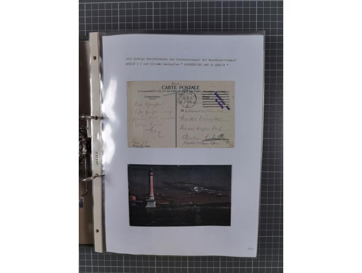 1915/19, Ordner mit fast 60 &nbsp;Briefen, Karten und Ansichtskarten inkl. Ausweise/Anschreiben, dabei u.a. Post durch türkis