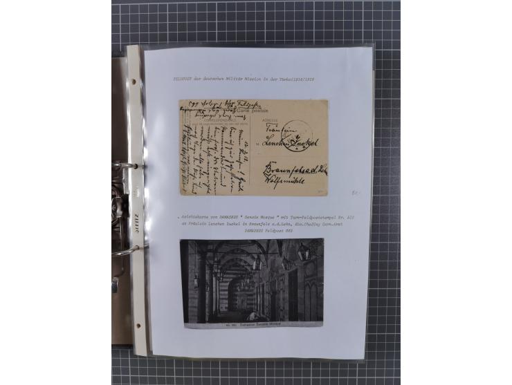 1915/19, Ordner mit fast 60 &nbsp;Briefen, Karten und Ansichtskarten inkl. Ausweise/Anschreiben, dabei u.a. Post durch türkis