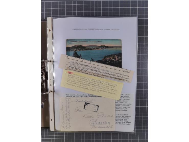 1915/19, Ordner mit fast 60 &nbsp;Briefen, Karten und Ansichtskarten inkl. Ausweise/Anschreiben, dabei u.a. Post durch türkis