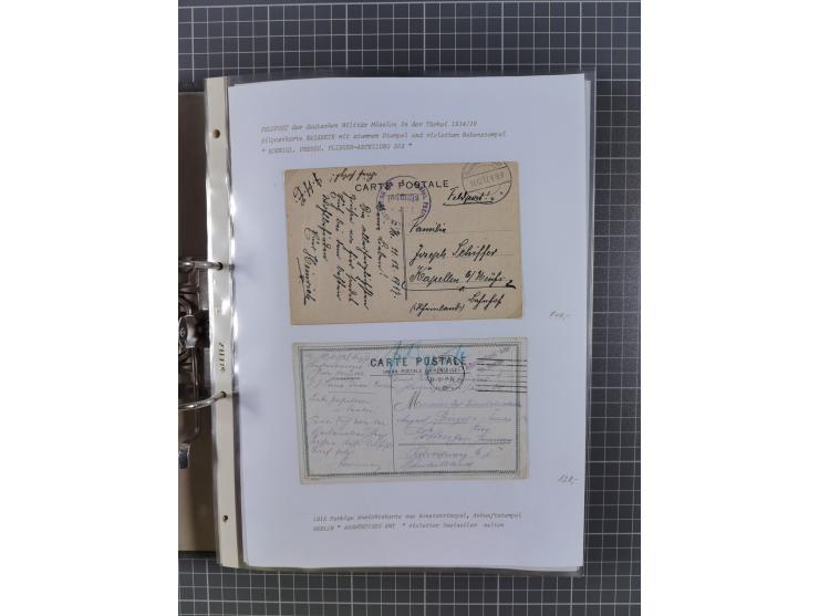 1915/19, Ordner mit fast 60 &nbsp;Briefen, Karten und Ansichtskarten inkl. Ausweise/Anschreiben, dabei u.a. Post durch türkis