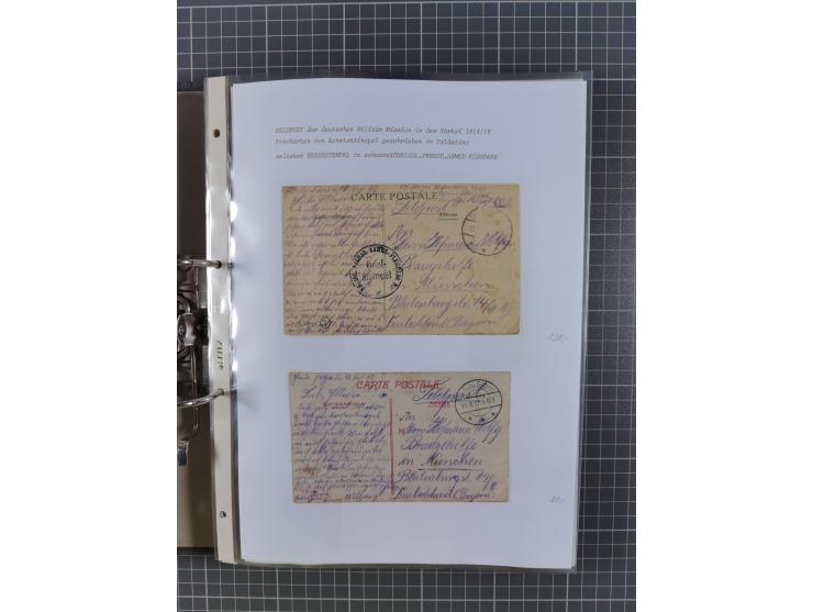 1915/19, Ordner mit fast 60 &nbsp;Briefen, Karten und Ansichtskarten inkl. Ausweise/Anschreiben, dabei u.a. Post durch türkis