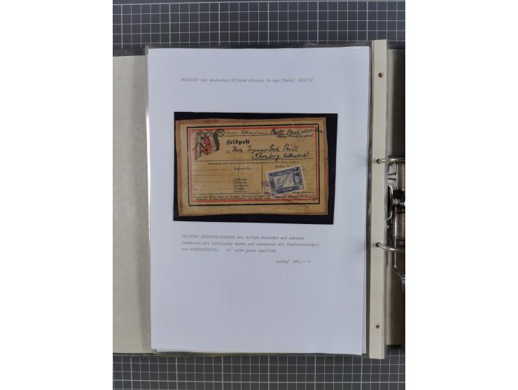 1915/19, Ordner mit fast 60 &nbsp;Briefen, Karten und Ansichtskarten inkl. Ausweise/Anschreiben, dabei u.a. Post durch türkis