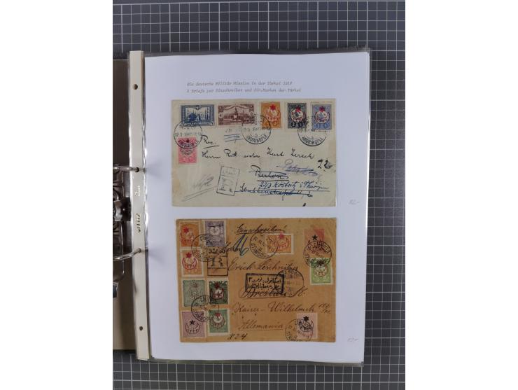 1915/19, Ordner mit fast 60 &nbsp;Briefen, Karten und Ansichtskarten inkl. Ausweise/Anschreiben, dabei u.a. Post durch türkis