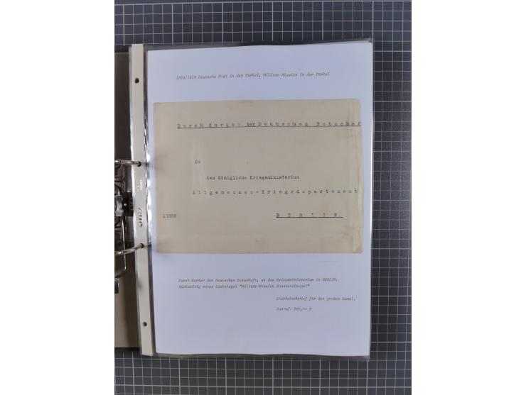 1915/19, Ordner mit fast 60 &nbsp;Briefen, Karten und Ansichtskarten inkl. Ausweise/Anschreiben, dabei u.a. Post durch türkis