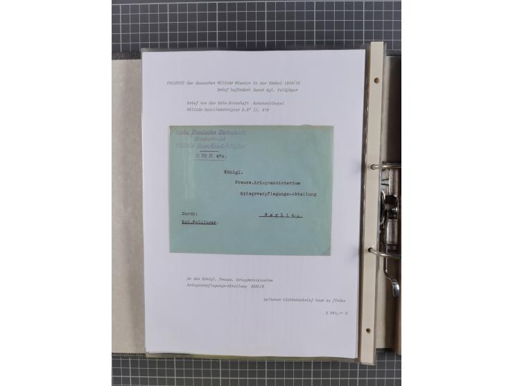 1915/19, Ordner mit fast 60 &nbsp;Briefen, Karten und Ansichtskarten inkl. Ausweise/Anschreiben, dabei u.a. Post durch türkis