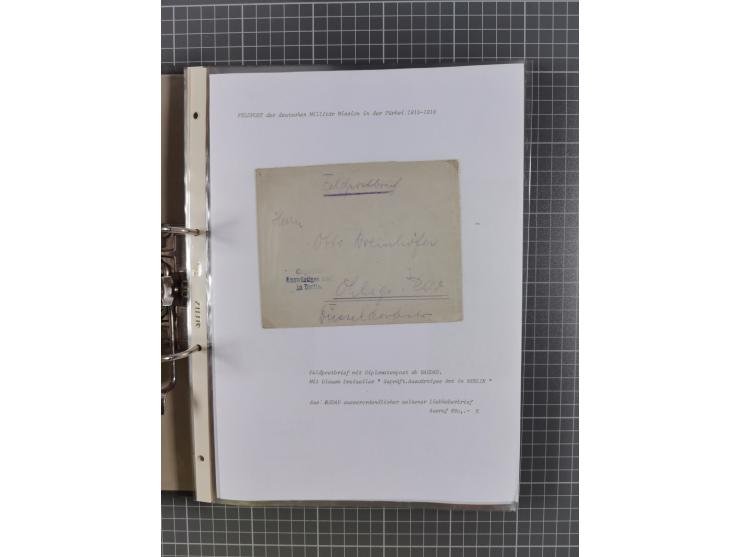 1915/19, Ordner mit fast 60 &nbsp;Briefen, Karten und Ansichtskarten inkl. Ausweise/Anschreiben, dabei u.a. Post durch türkis