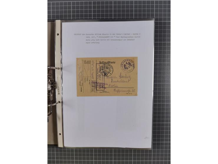 1915/19, Ordner mit fast 60 &nbsp;Briefen, Karten und Ansichtskarten inkl. Ausweise/Anschreiben, dabei u.a. Post durch türkis
