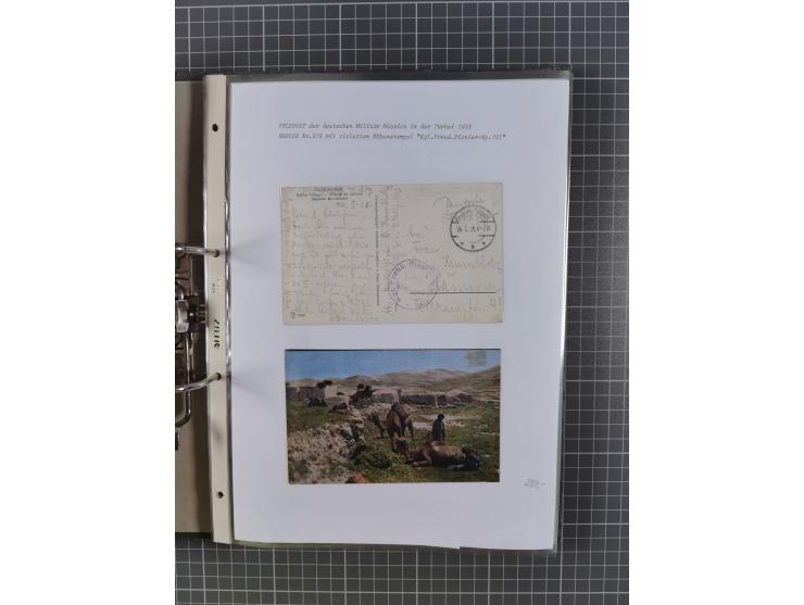 1915/19, Ordner mit fast 60 &nbsp;Briefen, Karten und Ansichtskarten inkl. Ausweise/Anschreiben, dabei u.a. Post durch türkis