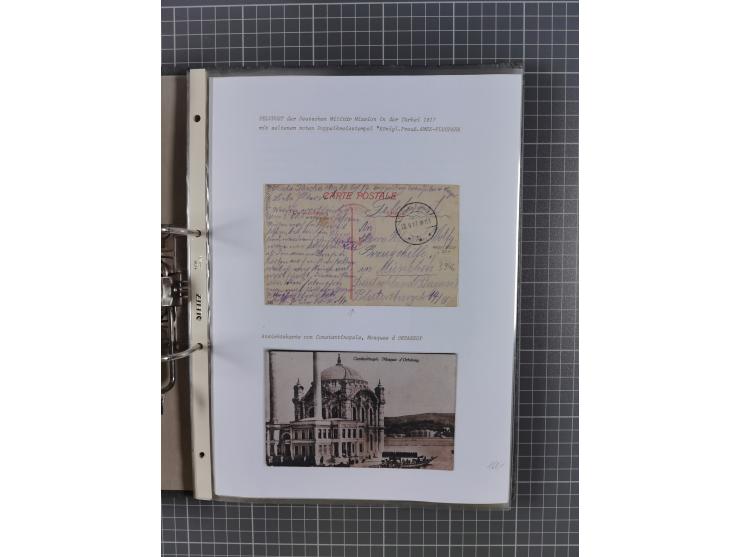 1915/19, Ordner mit fast 60 &nbsp;Briefen, Karten und Ansichtskarten inkl. Ausweise/Anschreiben, dabei u.a. Post durch türkis