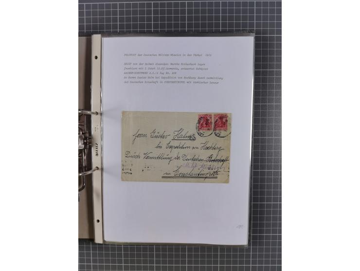 1915/19, Ordner mit fast 60 &nbsp;Briefen, Karten und Ansichtskarten inkl. Ausweise/Anschreiben, dabei u.a. Post durch türkis