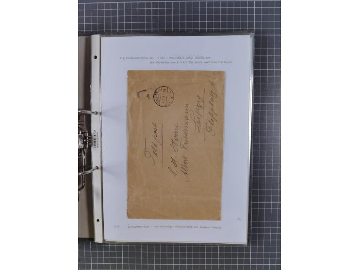 1915/19, Ordner mit fast 60 &nbsp;Briefen, Karten und Ansichtskarten inkl. Ausweise/Anschreiben, dabei u.a. Post durch türkis