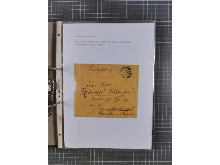 1915/19, Ordner mit fast 60 &nbsp;Briefen, Karten und Ansichtskarten inkl. Ausweise/Anschreiben, dabei u.a. Post durch türkis