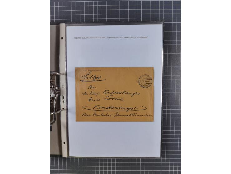 1915/19, Ordner mit fast 60 &nbsp;Briefen, Karten und Ansichtskarten inkl. Ausweise/Anschreiben, dabei u.a. Post durch türkis