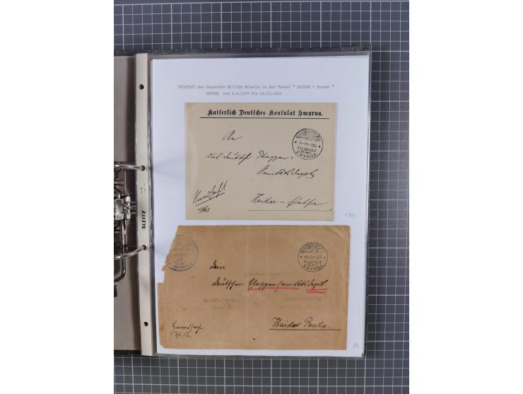 1915/19, Ordner mit fast 60 &nbsp;Briefen, Karten und Ansichtskarten inkl. Ausweise/Anschreiben, dabei u.a. Post durch türkis