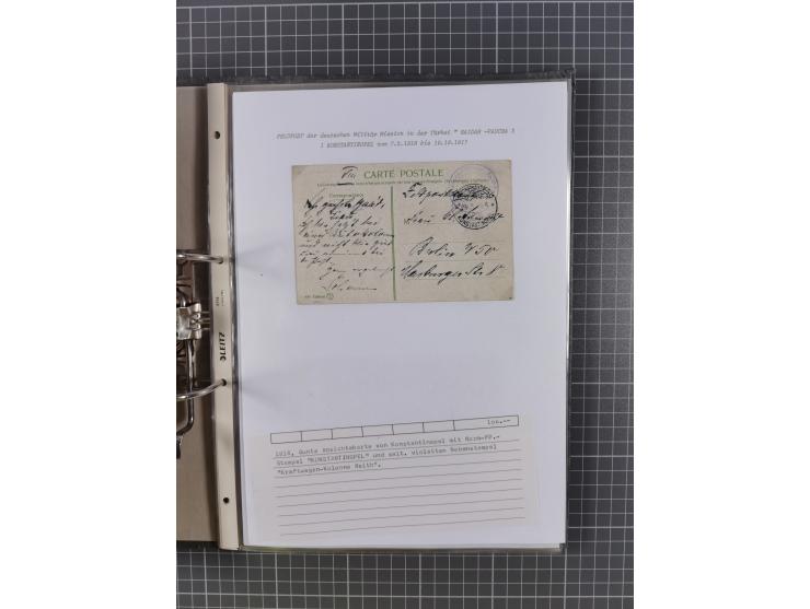 1915/19, Ordner mit fast 60 &nbsp;Briefen, Karten und Ansichtskarten inkl. Ausweise/Anschreiben, dabei u.a. Post durch türkis
