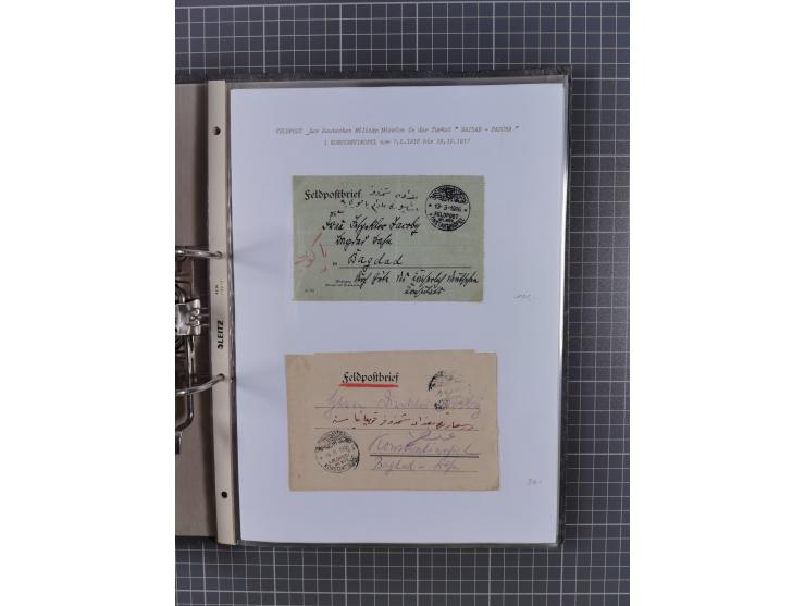 1915/19, Ordner mit fast 60 &nbsp;Briefen, Karten und Ansichtskarten inkl. Ausweise/Anschreiben, dabei u.a. Post durch türkis