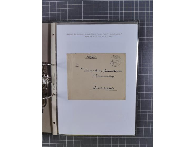 1915/19, Ordner mit fast 60 &nbsp;Briefen, Karten und Ansichtskarten inkl. Ausweise/Anschreiben, dabei u.a. Post durch türkis