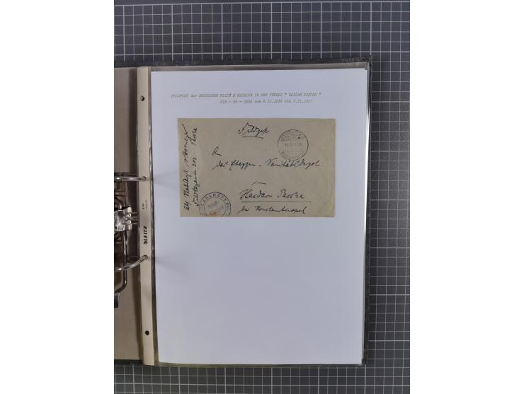 1915/19, Ordner mit fast 60 &nbsp;Briefen, Karten und Ansichtskarten inkl. Ausweise/Anschreiben, dabei u.a. Post durch türkis
