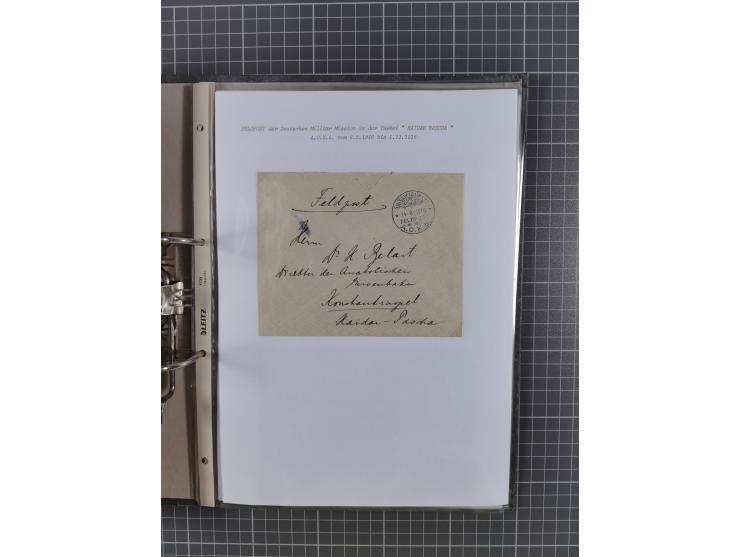 1915/19, Ordner mit fast 60 &nbsp;Briefen, Karten und Ansichtskarten inkl. Ausweise/Anschreiben, dabei u.a. Post durch türkis