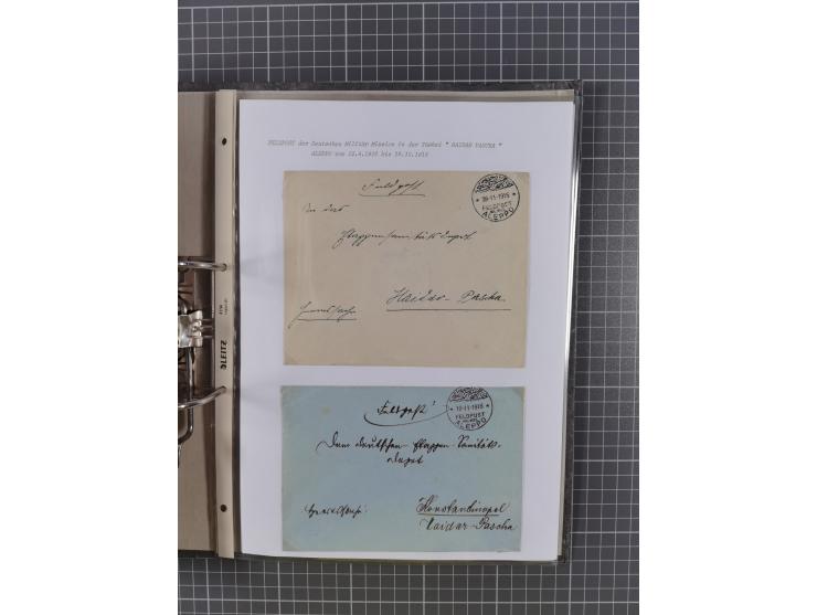 1915/19, Ordner mit fast 60 &nbsp;Briefen, Karten und Ansichtskarten inkl. Ausweise/Anschreiben, dabei u.a. Post durch türkis