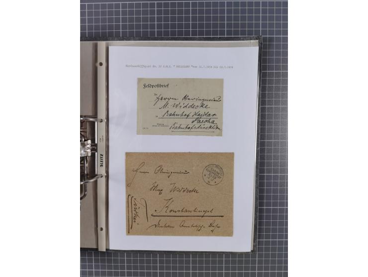 1915/19, Ordner mit fast 60 &nbsp;Briefen, Karten und Ansichtskarten inkl. Ausweise/Anschreiben, dabei u.a. Post durch türkis