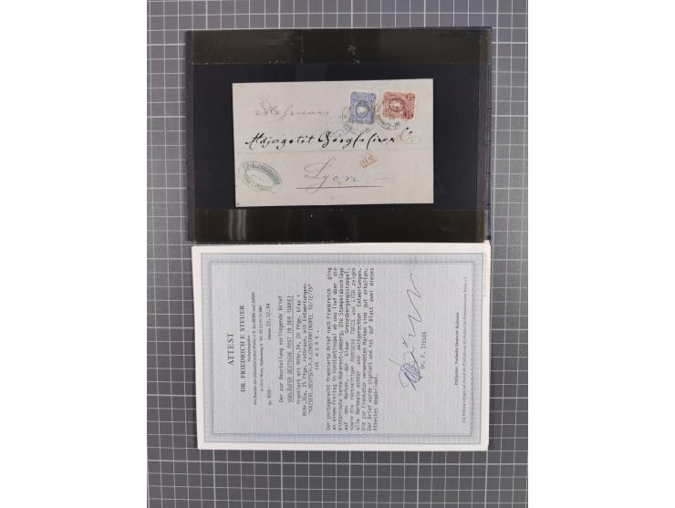 1870/1890. interessante Sammlung “Vorläufer” mit besseren Marken, schönen Briefstücken und ca. 30 Briefen, Karten und Ganzsac