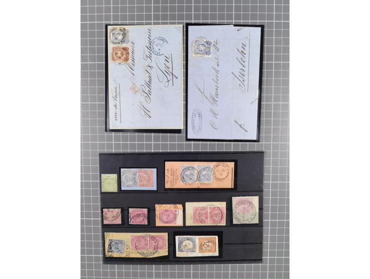1870/1890. interessante Sammlung “Vorläufer” mit besseren Marken, schönen Briefstücken und ca. 30 Briefen, Karten und Ganzsac