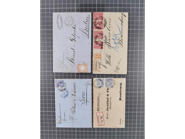 1870/1890. interessante Sammlung “Vorläufer” mit besseren Marken, schönen Briefstücken und ca. 30 Briefen, Karten und Ganzsac