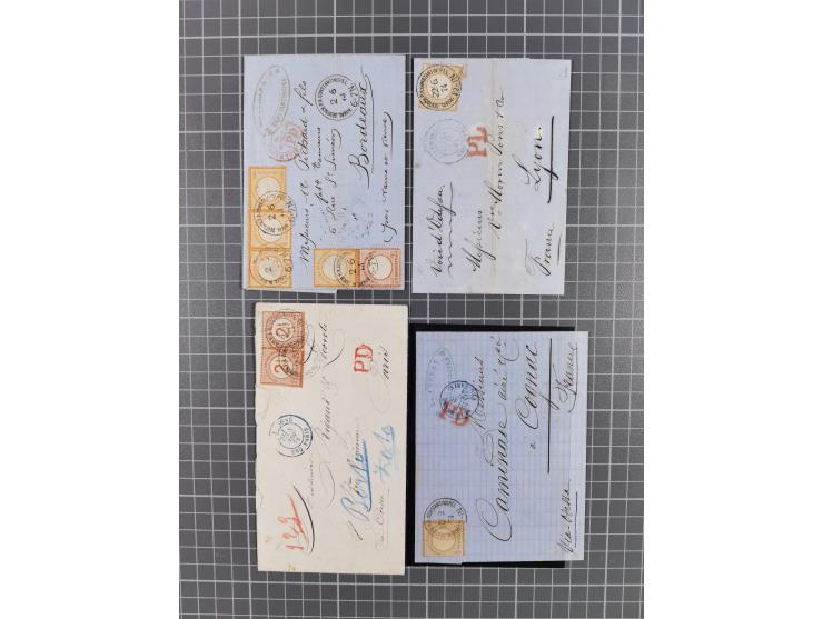 1870/1890. interessante Sammlung “Vorläufer” mit besseren Marken, schönen Briefstücken und ca. 30 Briefen, Karten und Ganzsac