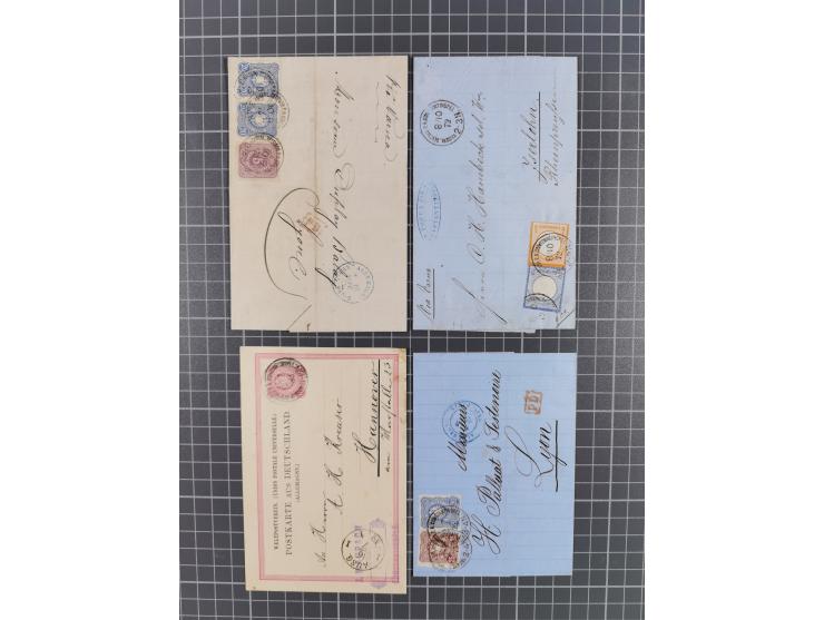 1870/1890. interessante Sammlung “Vorläufer” mit besseren Marken, schönen Briefstücken und ca. 30 Briefen, Karten und Ganzsac