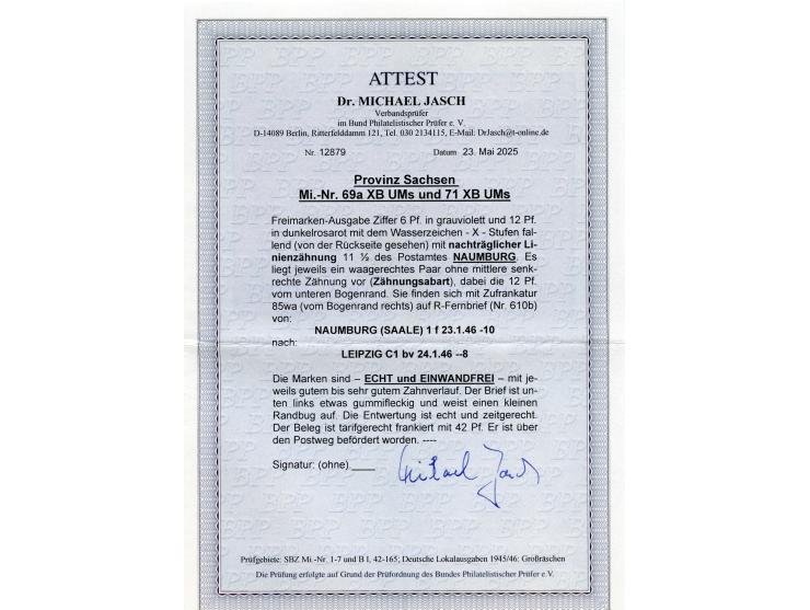 POSTMEISTERTRENNUNGEN: gezähnt L 11½: &nbsp;6 Pfg. und 12 Pfg. je in waagerechten Paaren ohne mittlere senkrechte Zähnung, 12