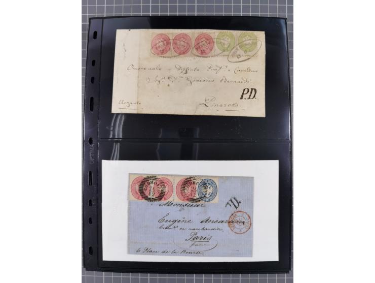 1850/64, rund 170 Briefe, Postscheine und einige Briefteile, dabei viele seltene Stempel, Farb- und Mehrfachfrankaturen, Eins