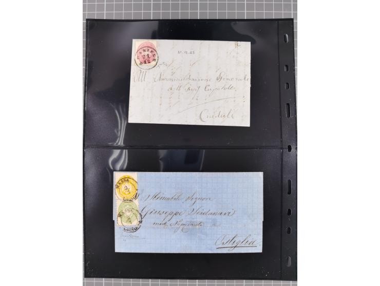 1850/64, rund 170 Briefe, Postscheine und einige Briefteile, dabei viele seltene Stempel, Farb- und Mehrfachfrankaturen, Eins