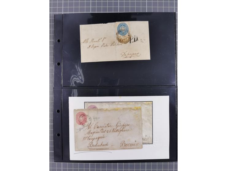 1850/64, rund 170 Briefe, Postscheine und einige Briefteile, dabei viele seltene Stempel, Farb- und Mehrfachfrankaturen, Eins