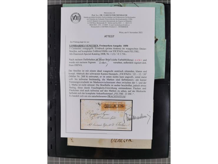 1850/64, rund 170 Briefe, Postscheine und einige Briefteile, dabei viele seltene Stempel, Farb- und Mehrfachfrankaturen, Eins