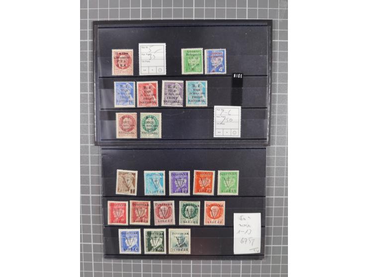 1944-45, Lanslebourg, Measnes, Badonviller, Dunkerque, Bellagarde, Nice, Bordeaux, Annecy, Aigurande, mint never hinged/unuse