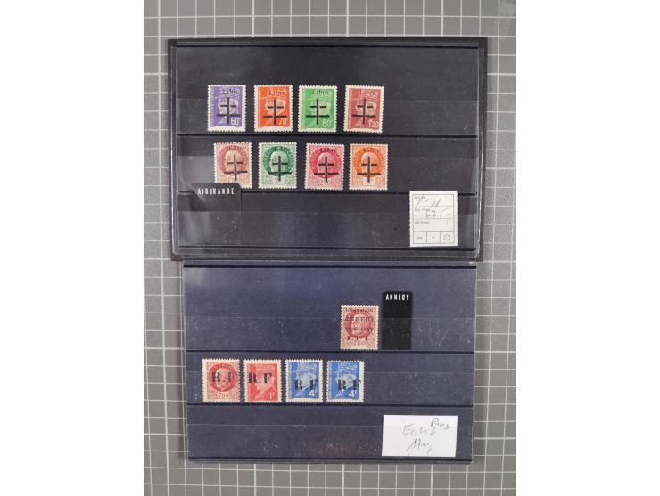 1944-45, Lanslebourg, Measnes, Badonviller, Dunkerque, Bellagarde, Nice, Bordeaux, Annecy, Aigurande, mint never hinged/unuse