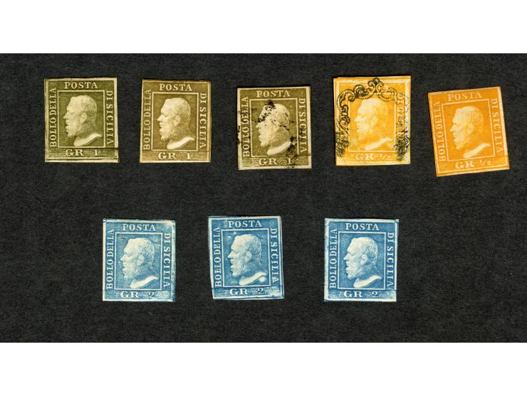 1859 Ferdinand II collection of over 100 mint and used stamps, neatly arranged by denomination, a solid study of the issue wi