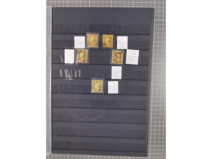 1859 Ferdinand II collection of over 100 mint and used stamps, neatly arranged by denomination, a solid study of the issue wi