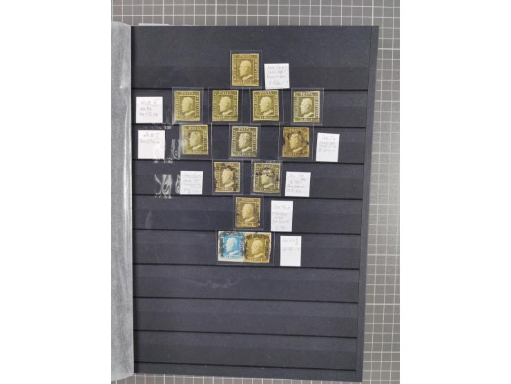 1859 Ferdinand II collection of over 100 mint and used stamps, neatly arranged by denomination, a solid study of the issue wi