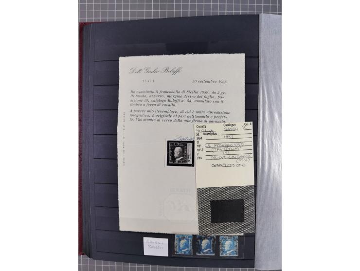 1859 Ferdinand II collection of over 100 mint and used stamps, neatly arranged by denomination, a solid study of the issue wi