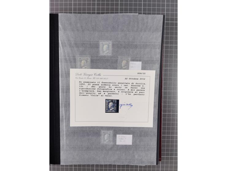 1859 Ferdinand II collection of over 100 mint and used stamps, neatly arranged by denomination, a solid study of the issue wi