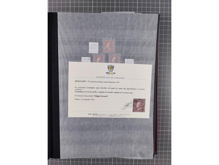 1859 Ferdinand II collection of over 100 mint and used stamps, neatly arranged by denomination, a solid study of the issue wi