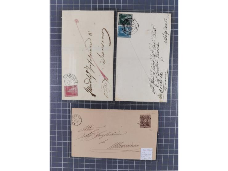 1851–60, group of sixteen covers with Lion of Tuscany or Cross of Savoy frankings, nine bearing 1851–59 Lion &nbsp;issues inc