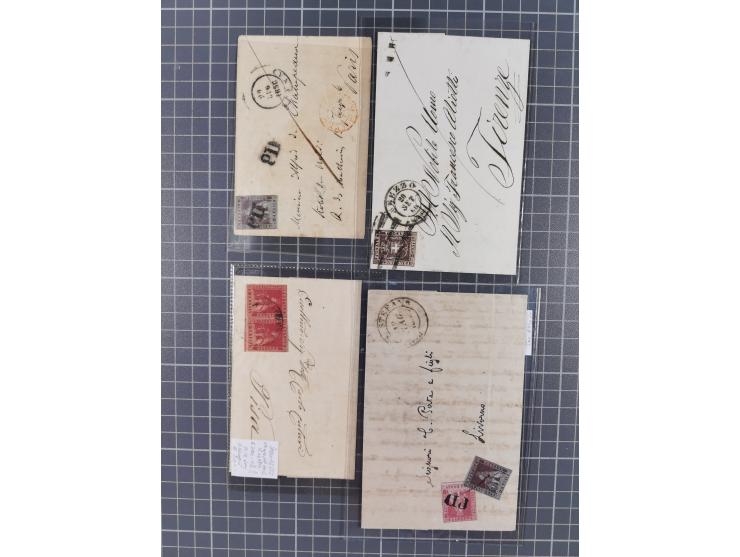 1851–60, group of sixteen covers with Lion of Tuscany or Cross of Savoy frankings, nine bearing 1851–59 Lion &nbsp;issues inc